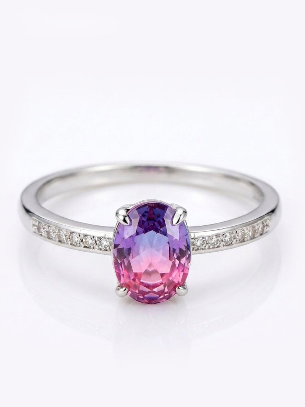 Dainty  Pink / Purple tourmaline oval gemstone ring, Charmed Aroma